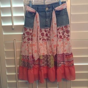 Girls Candie’s Boho Floral Denim Skirt